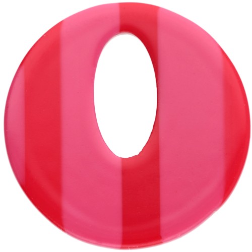 Pendentif rond évidé 21 mm en acétate - Rayés Rose - Rouge x1