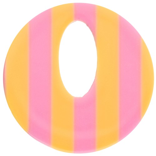 Pendentif rond évidé 21 mm en acétate - Rayés Rose clair - Jaune x1