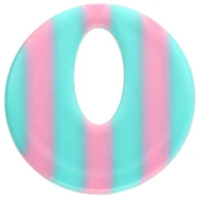 Pendentif rond évidé 21 mm en acétate - Rayés Turquoise - Rose clair x1