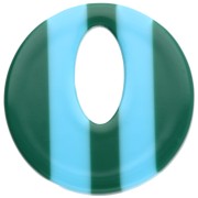 Pendentif rond évidé 21 mm en acétate - Rayés Bleu clair - Vert foncé x1