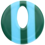 Pendentif rond évidé 21 mm en acétate - Rayés Bleu clair - Vert foncé x1