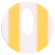 Pendentif rond évidé 21 mm en acétate - Rayés Blanc - Jaune x1