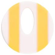 Pendentif rond évidé 21 mm en acétate - Rayés Blanc - Jaune x1