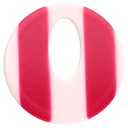 Pendentif rond évidé 21 mm en acétate - Rayés Blanc - Framboise x1