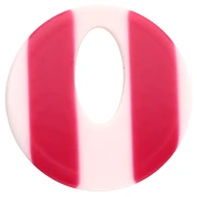 Pendentif rond évidé 21 mm en acétate - Rayés Blanc - Framboise x1