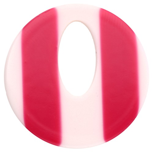 Pendentif rond évidé 21 mm en acétate - Rayés Blanc - Framboise x1