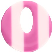 Pendentif rond évidé 21 mm en acétate - Rayés Blanc - Magenta x1