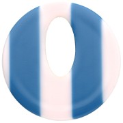 Pendentif rond évidé 21 mm en acétate - Rayés Blanc - Bleu foncé x1
