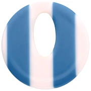 Pendentif rond évidé 21 mm en acétate - Rayés Blanc - Bleu foncé x1