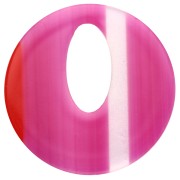 Pendentif rond évidé 21 mm en acétate - Rayés Fuschia - Rouge - Blanc x1