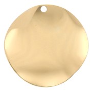 Pendentif rond ondulé 21 mm - Doré à l'or fin x1