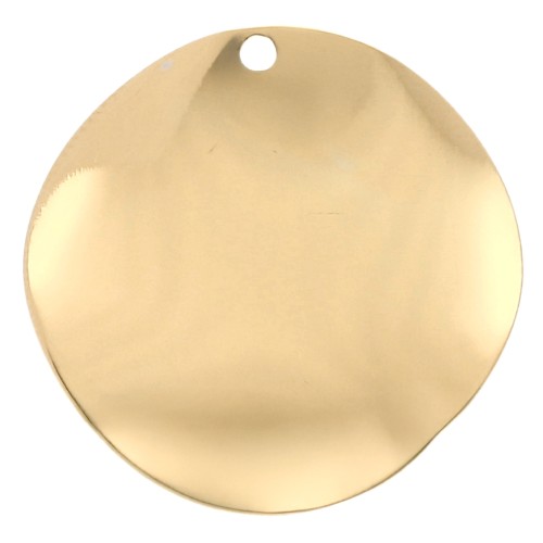 Pendentif rond ondulé 21 mm - Doré à l'or fin x1