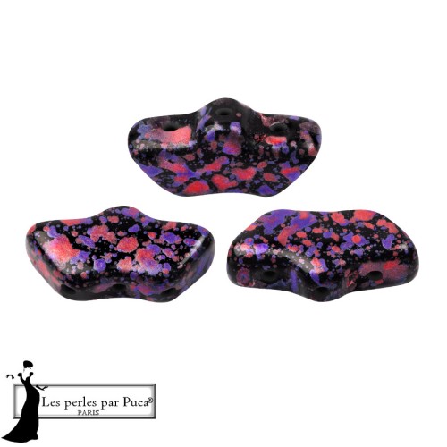 Perles en verre Delos® par Puca® 6x11 mm - Enamel Purple and Red x10g