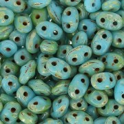 MiniDuo 2x4 mm Blue Turquoise Picasso x10g|raw }}