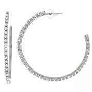 Cadeau - Créoles fines avec oxydes de zirconium 51 mm - Acier inoxydable 316L x2