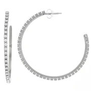 Cadeau - Créoles fines avec oxydes de zirconium 51 mm - Acier inoxydable 316L x2