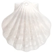 Pendentif coquillage 41x40 mm en acrylique - Blanc nacré x1