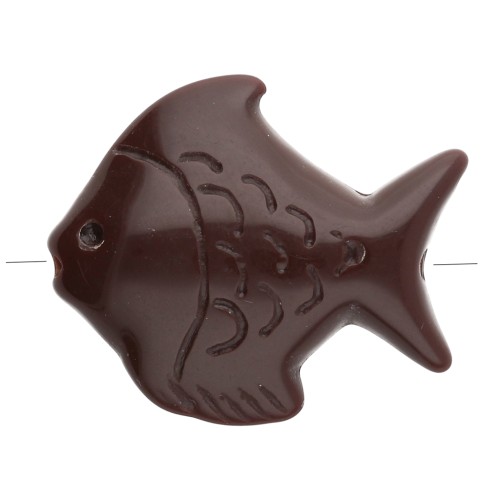 Perle poisson 25x30 mm en acrylique - Marron foncé x1