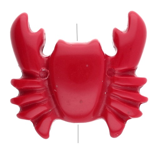 Perle crabe 26x28 mm en acrylique - Rouge x1
