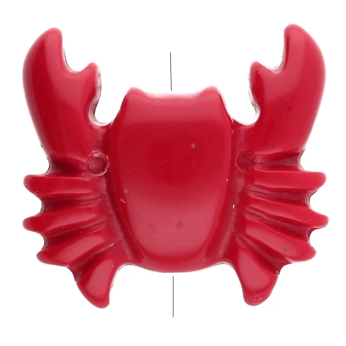 Perle crabe 26x28 mm en acrylique - Rouge x1
