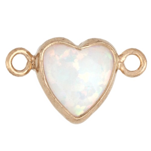 Intercalaire coeur 9x5.5mm cabochon imitation White Opal Gold filled (or laminé)