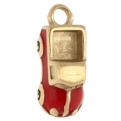 Breloque cabriolet 17x7 mm avec résine époxy  - Acier Inox 304 Doré  - Rouge x1