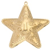 Pendentif étoile 29x28.5 mm - motif visage - Acier Inoxydable 304 Doré x1|raw }}