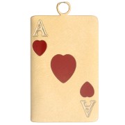 Pendentif carte à jouer 21x13 mm - As de coeur époxy - Acier inox 304 Doré - Rouge