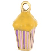 Breloque popcorn 15.5x8 mm avec résine époxy  - Acier Inox 304 Doré - Jaune x1|raw }}