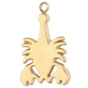 Breloque homard 19x12 mm avec strass - Acier inoxydable Doré 304 - Crystal x1