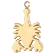 Breloque homard 19x12 mm avec strass - Acier inoxydable Doré 304 - Crystal x1