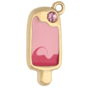 Breloque glace 15.5x7 mm avec résine époxy  - Acier Inox 304 Doré - Rose x1|raw }}