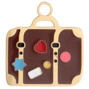 Breloque valise 16x15 mm résine époxy - Acier inox 304 Doré - Marron x1