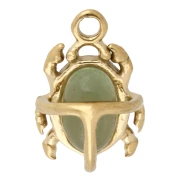 Breloque scarabée 11.5x8 mm et pierre gemme - Acier inox Doré 304 - Aventurine x1