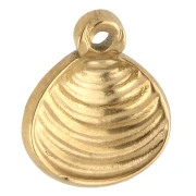 Breloque coquillage 11x10 mm avec résine époxy - Acier inoxydable Doré 304 - Bleu