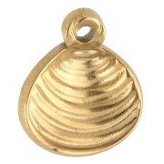 Breloque coquillage 11x10 mm avec résine époxy - Acier inoxydable Doré 304 - Rouge