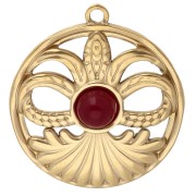 Pendentif rond 26 mm avec cabochon Cornaline - Acier inoxydable 304 Doré x 1|raw }}