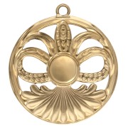 Pendentif rond 26 mm avec cabochon Cornaline - Acier inoxydable 304 Doré x 1