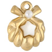 Breloque coquillage 17x14 mm avec étoile en nacre - Acier inox Doré 304 - Blanc x1|raw }}