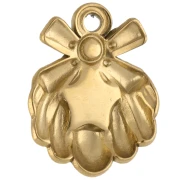 Breloque coquillage 17x14 mm avec étoile en nacre - Acier inox Doré 304 - Blanc x1