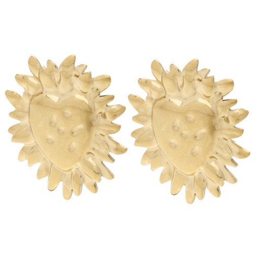 Boucles d'oreilles cœur Ex-Voto 36.5x32 mm - Acier inoxydable Doré 304 x2