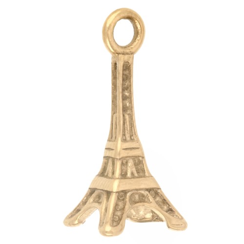 Breloque Tour Eiffel 18x8 mm - Acier inoxydable Doré 304 x1
