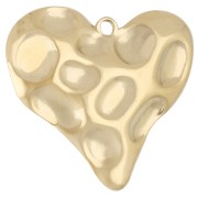 Pendentif cœur martelé 31.5x34 mm - Acier inoxydable 304 Doré x 1|raw }}