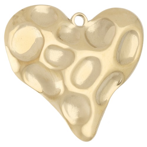 Pendentif cœur martelé 31.5x34 mm - Acier inoxydable 304 Doré x 1