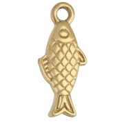 Breloque poisson 14x6 mm avec strass - Acier inoxydable Doré 304 - Crystal x1