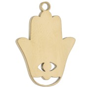 Pendentif main Hamsa 20x14.5 mm Résine époxy - Acier inox 304 Doré - Vert x 1
