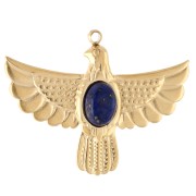 Pendentif aigle 28x37 mm avec cabochon Lapis lazuli - Acier inox 304 Doré x1|raw }}