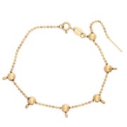 Bracelet maille boule 1.5 mm avec 5 perles stoppeur 5 mm Acier inox 304 Doré x18cm