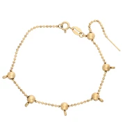 Bracelet maille boule 1.5 mm avec 5 perles stoppeur 5 mm Acier inox 304 Doré x18cm