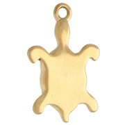 Pendentif tortue 21x13.5 mm avec résine époxy - Acier inoxydable 304 Doré - Bleu